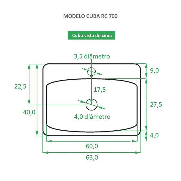 Imagem de Cuba De Apoio Cerâmica Reno Rc 700