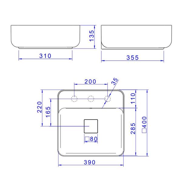 Imagem de Cuba De Apoio Deca Slim 40X40 L.11040.M.22 Quadrada Com Mesa Marrom Fosco