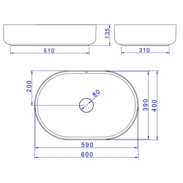 Imagem de Cuba de Apoio Deca Slim 60x40 L.14060.94 Oval Ébano Fosco