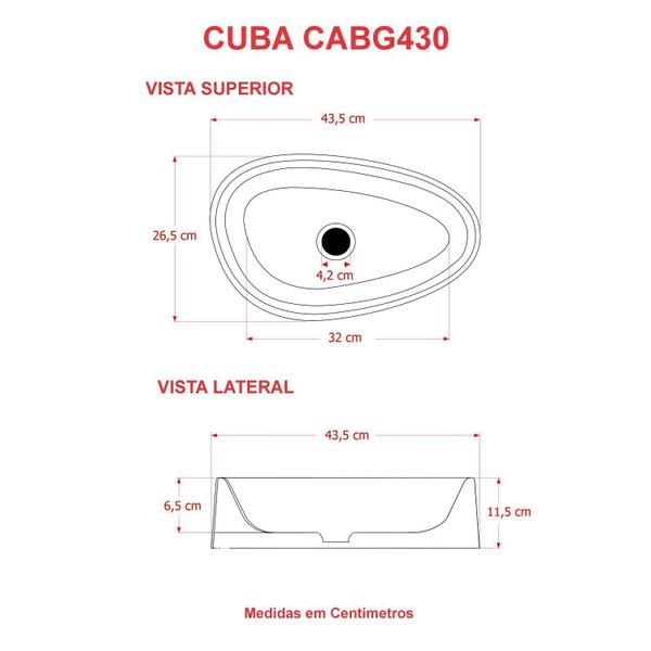 Imagem de Cuba de Apoio Gota Bg43 43,5x26,5cm Lapimat Preto Matte Fosca