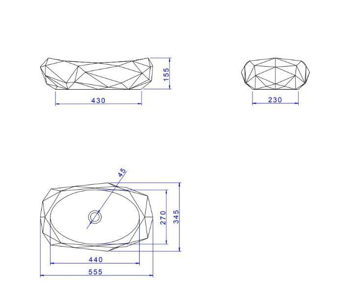 Imagem de Cuba de Apoio Oval Facetada Ébano Fosco