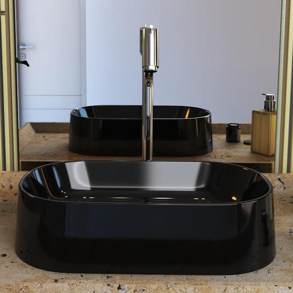 Imagem de Cuba de Apoio Oval Para Banheiro Lavabo Laila C01 O42W Preto - Lyam