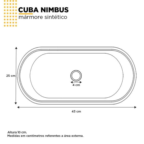 Imagem de Cuba de Apoio para Banheiro em Mármore Sintético Nimbus Cozimax