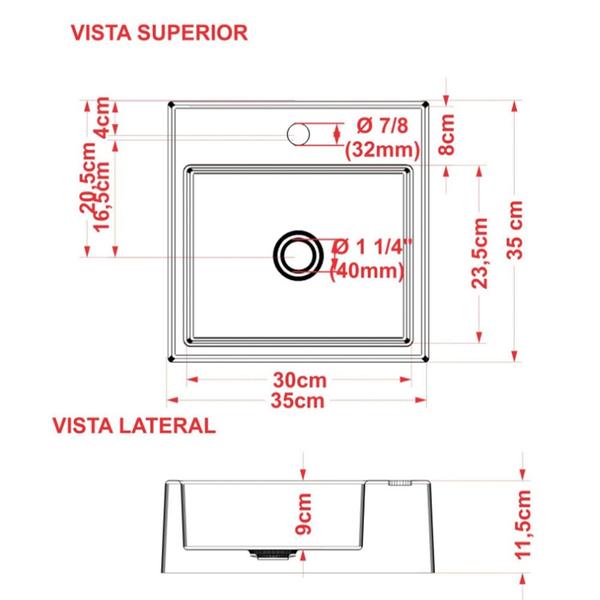 Imagem de Cuba De Apoio Para Banheiro Quadrada Q355 35x35cm C01 Verde Acqua - Lyam Decor