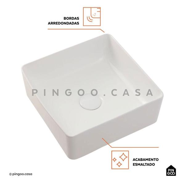Cuba De Apoio Para Banheiro Quadrada Slim Louça Cerâmica 31 cm Crisoprásio Pingoo.casa - Branco Imagem de Cuba De Apoio Para Banheiro Quadrada Slim Louça Cerâmica 31 cm Crisoprásio Pingoo.casa - Branco