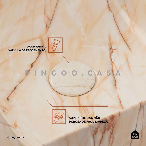 Cuba De Apoio Para Banheiro Quadrada Slim Louça Cerâmica 31 cm Crisoprásio Pingoo.casa - Marmorizado Rose Imagem de Cuba De Apoio Para Banheiro Quadrada Slim Louça Cerâmica 31 cm Crisoprásio Pingoo.casa - Marmorizado Rose