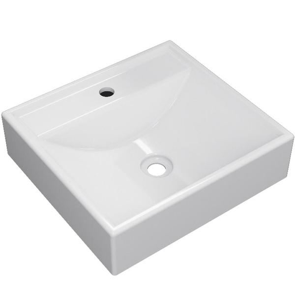 Imagem de Cuba de Apoio Quadrada Para Banheiro Lavabo C01 Q39W Branco - Lyam Decor