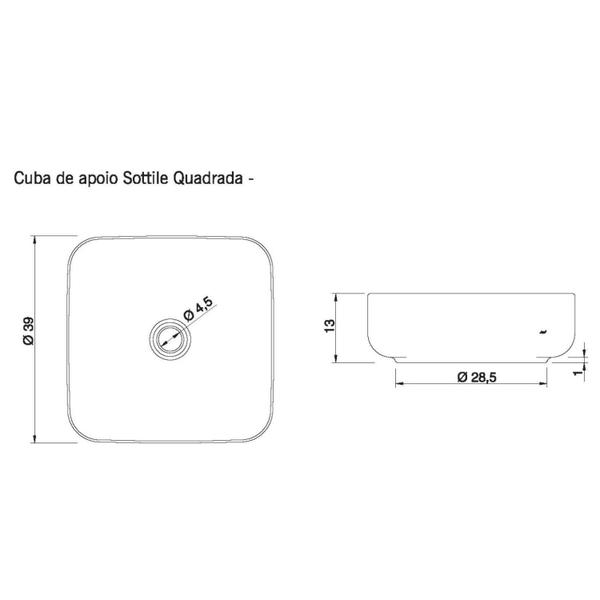 Cuba de Apoio Quadrada Sottile Nero Japi Imagem de Cuba de Apoio Quadrada Sottile Nero Japi