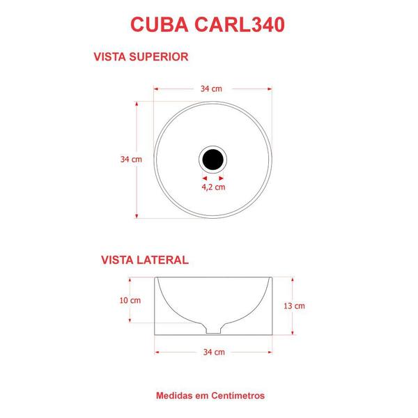 Imagem de Cuba de Apoio Redonda BL34 Branco Gel