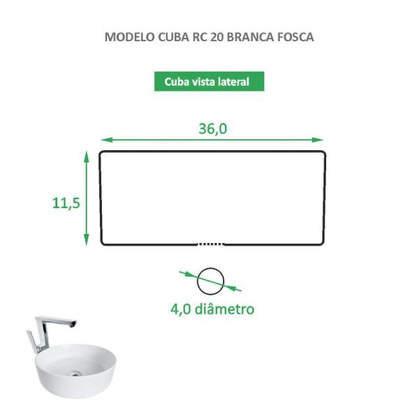 Imagem de Cuba de Apoio Redonda Branca Fosca - Cerâmica Reno RC 21