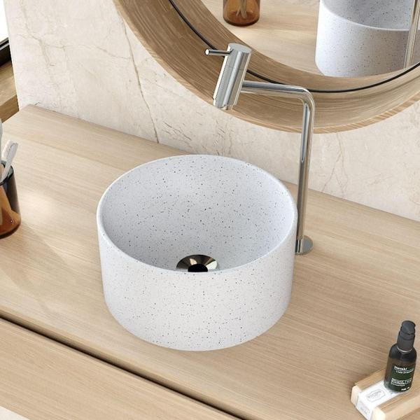 Imagem de Cuba de Apoio Redonda Para Banheiro Lavabo C01 BL30W Branco Granit Matte  - Lyam