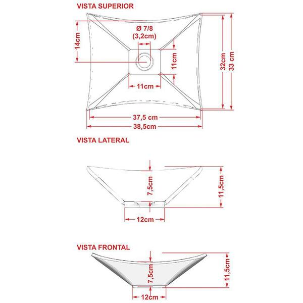 Imagem de Cuba de Apoio Retangular C01 Para Banheiro Lux L38 Azul Turquesa - Lyam Decor