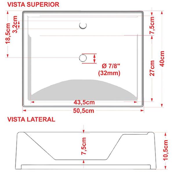 Imagem de Cuba de Apoio Retangular C01 Para Banheiro RT49 Azul Turquesa - Lyam Decor