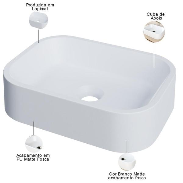 Imagem de Cuba de Apoio Retangular Para Banheiro Lavabo C01 BR37W Branca Matte Fosca  - Lyam