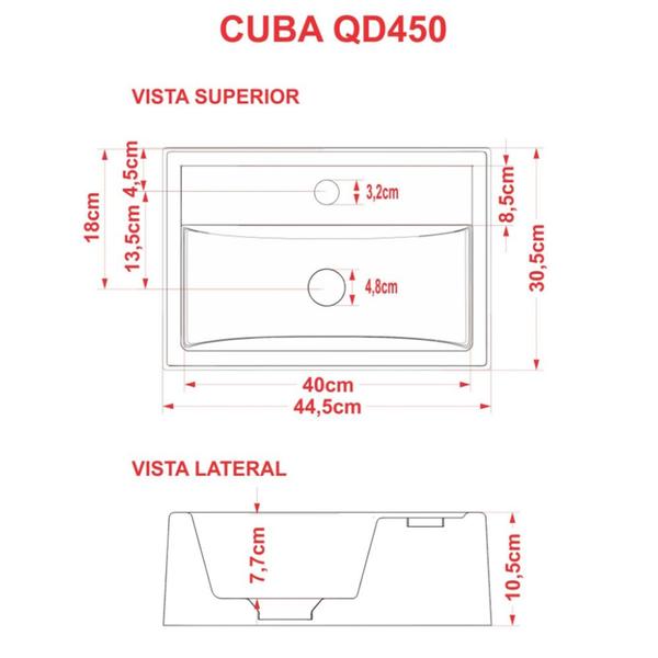 Imagem de Cuba de Apoio Retangular Para Banheiro Lavabo C01 Q450 Bege - Lyam Decor