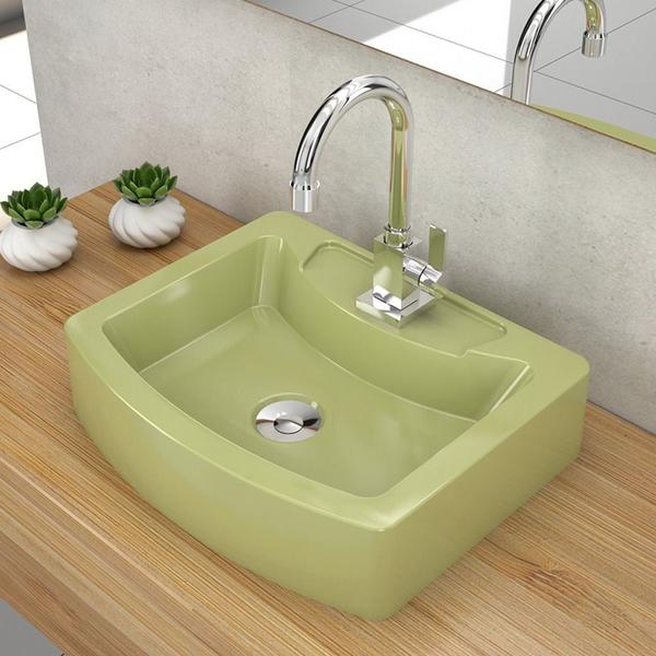 Imagem de Cuba de Apoio Retangular Para Banheiro RT41 Aria Verde Acqua - Lyam Decor