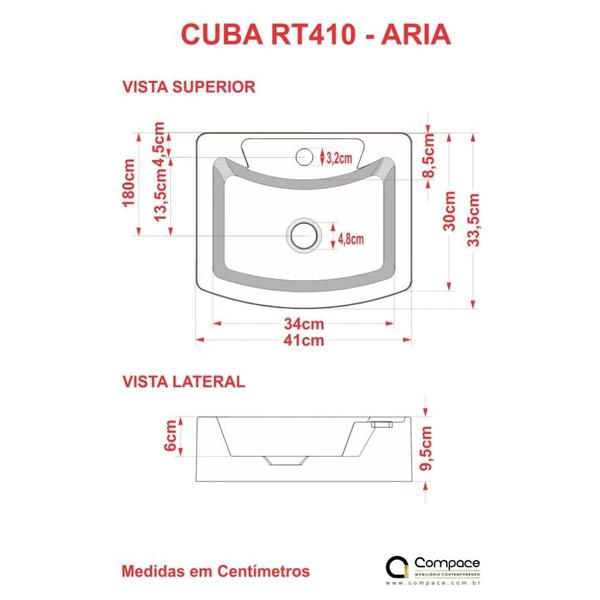 Imagem de Cuba de Apoio RT41 Retangular 41X30cm Colorida