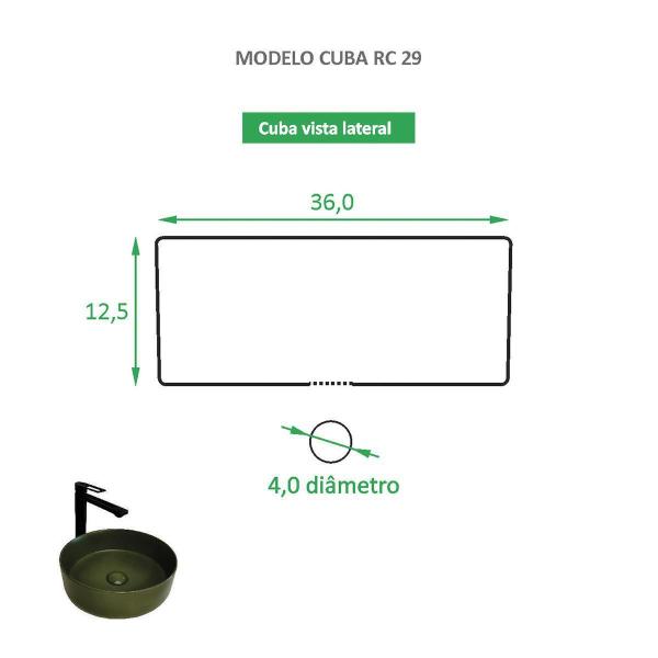 Imagem de Cuba De Apoio Verde Cerâmica Reno Rc 29