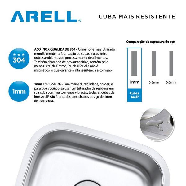 Cuba De Embutir Aço Inox 1mm Escovado C106 45,7x38,1x17,8 Cm - Arell Imagem de Cuba De Embutir Aço Inox 1mm Escovado C106 45,7x38,1x17,8 Cm