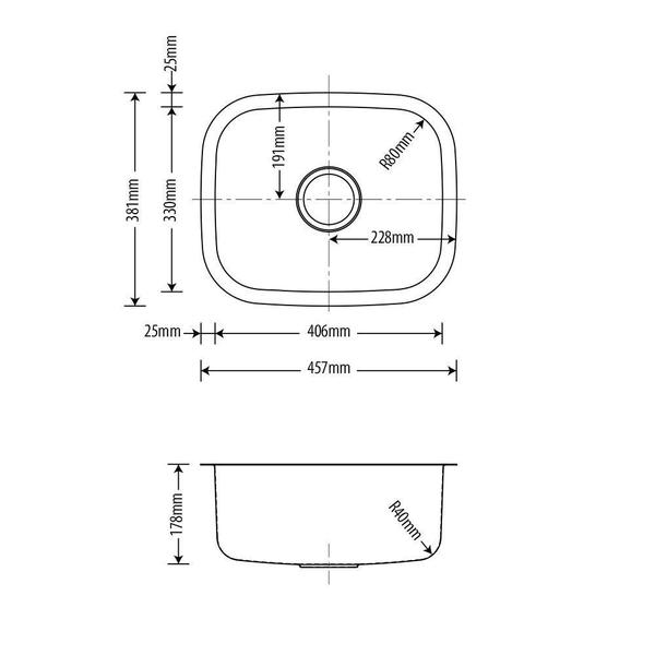 Cuba De Embutir Aço Inox 1mm Escovado C106 45,7x38,1x17,8 Cm - Arell Imagem de Cuba De Embutir Aço Inox 1mm Escovado C106 45,7x38,1x17,8 Cm