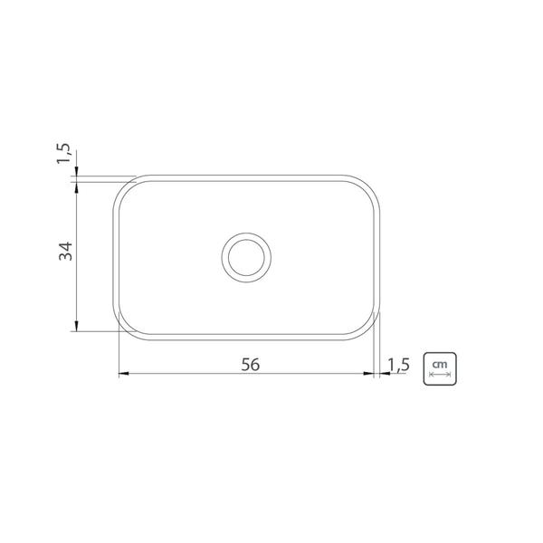 Imagem de Cuba de embutir Basic Standard Tramontina Lavínia 56 BL em Aço Inox Polido 56x34 cm c/ val. e sifão