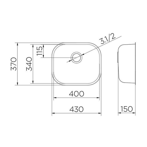 Imagem de Cuba de Embutir em Aço Inox Docol Invicta - 370x430x150mm