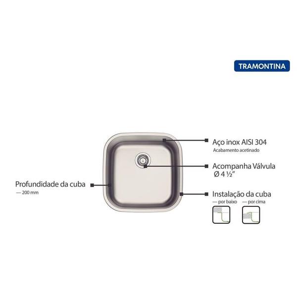 Cuba de Embutir ou Sobrepor Tramontina Aria Maxi 40 BS em Aço Inox Acetinado 40x40 cm Imagem de Cuba de Embutir ou Sobrepor Tramontina Aria Maxi 40 BS em Aço Inox Acetinado 40x40 cm