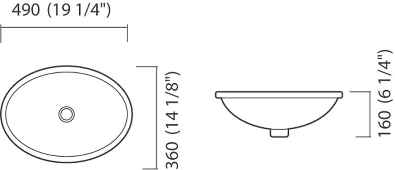 Imagem de Cuba de Embutir Oval 49x36cm IL6 Icasa + Válvula s/ Ladrão