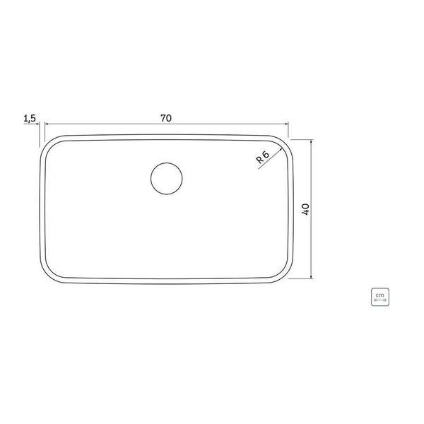 Imagem de Cuba De Embutir Tramontina 70Bl R6 Inox 70X40X20Cm