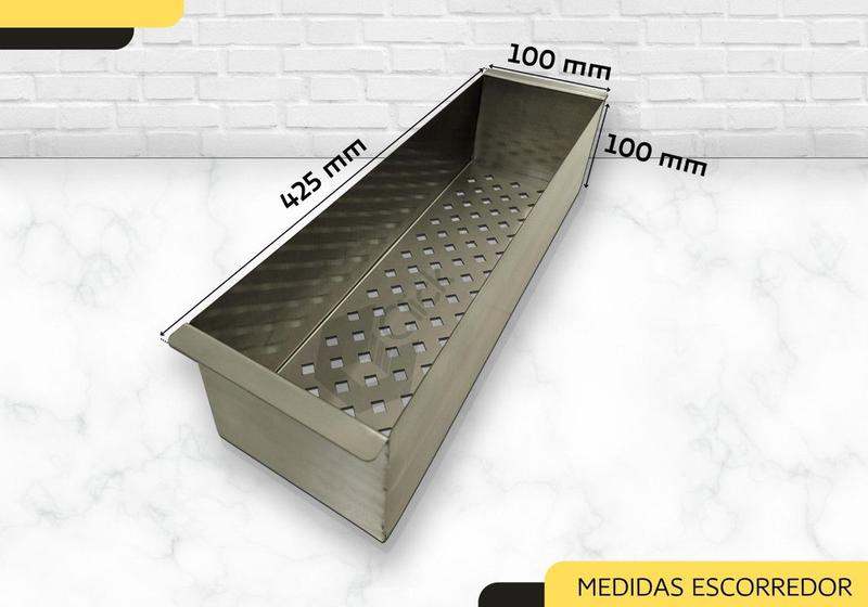 Imagem de Cuba De Inox 60x40 Quadrada Com Válvula E Escorredor Inox 304