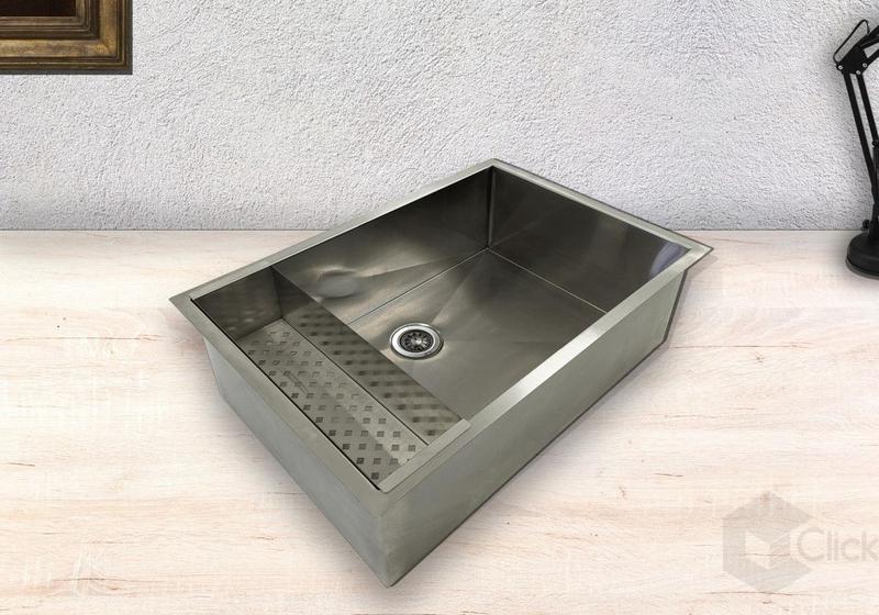 Imagem de Cuba De Inox Quadrada 60x40 Cozinha Balcão Pia C/ Válvula + Escorredor