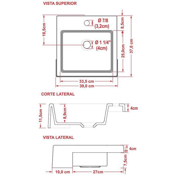 Imagem de Cuba de Semi Encaixe Quadrada C01 Para Banheiro XQ395 Amarelo - Lyam Decor