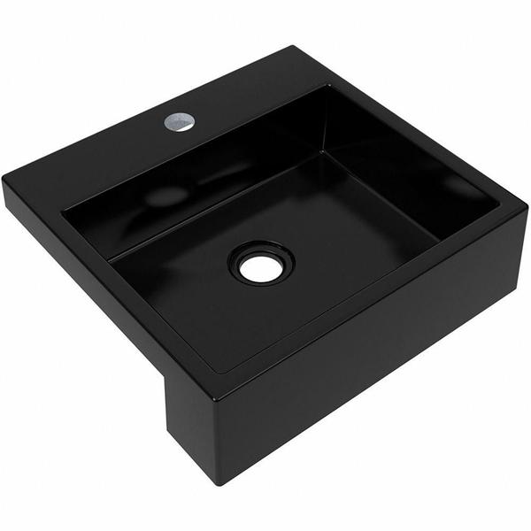 Imagem de Cuba de Semi Encaixe Quadrada C01 Para Banheiro XQ395 Preto Brilho - Lyam Decor