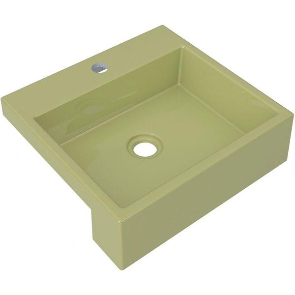 Imagem de Cuba de Semi Encaixe Quadrada C01 Para Banheiro XQ395 Verde Acqua - Lyam Decor