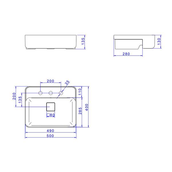 Imagem de Cuba de Semiencaixe Deca Slim 50x40 L.63050.M.17 Retangular com Mesa Branca