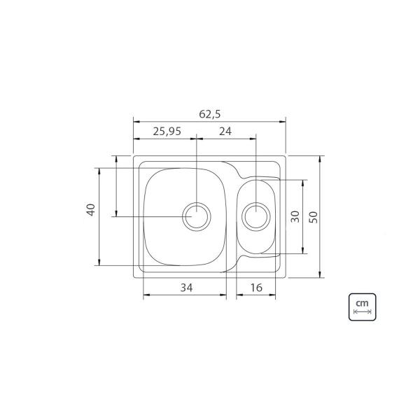 Imagem de Cuba de Sobrepor Inox Acetinado 62,5x50cm Vega 1.5C 34 R Tramontina 93823612