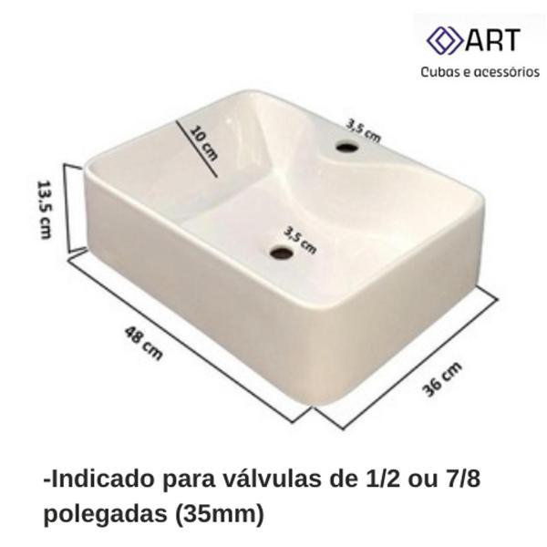 Imagem de Cuba de sobrepor para banheiro 48x36 Lapa em mármore sintético retangular