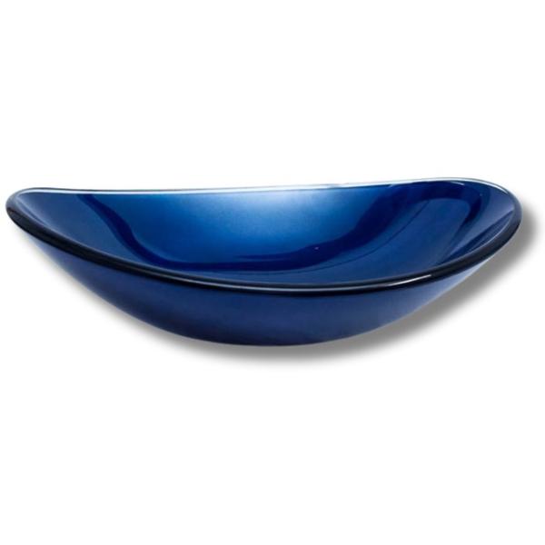 Imagem de Cuba de Vidro Banheiro Lavabo Oval Canoa 47,5cm - Modelo de Apoio 8mm