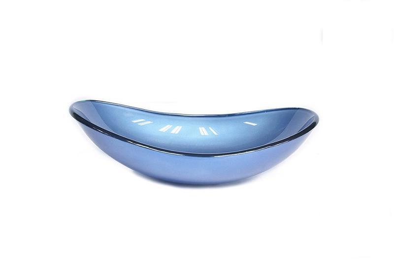 Imagem de Cuba de vidro oval 55cm  azul