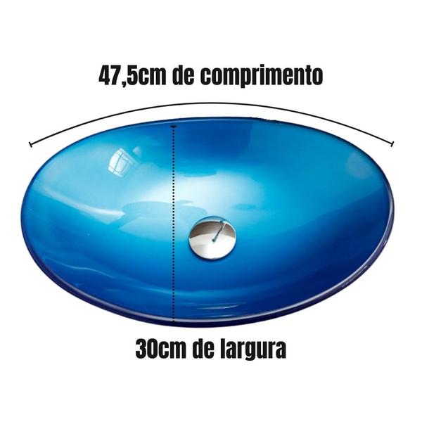 Imagem de Cuba de Vidro Oval Canoa p/ Banheiros e Lavabos - Modelo de Apoio 8mm