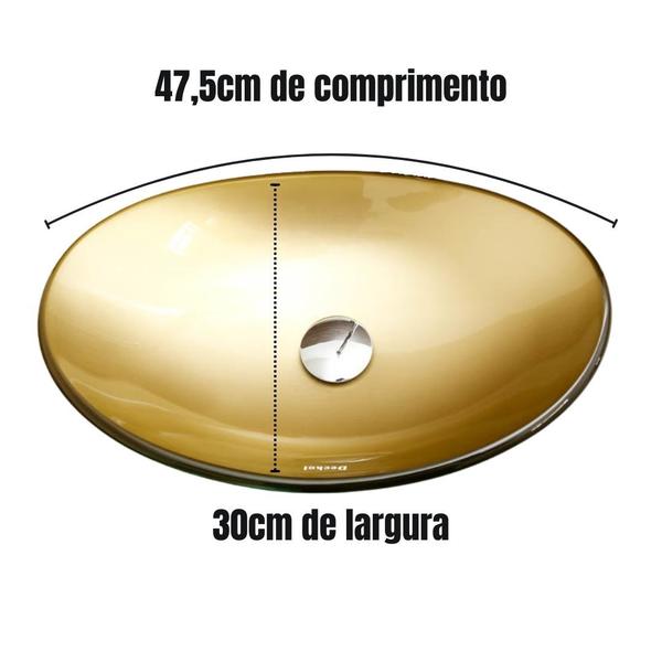 Imagem de Cuba de Vidro Oval Canoa p/ Banheiros e Lavabos - Modelo de Apoio 8mm