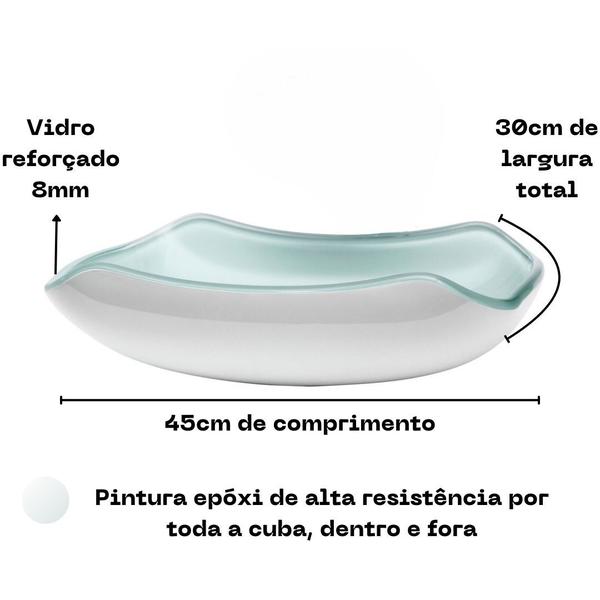 Imagem de Cuba de vidro p/ Banheiros e Lavabos Abaulada 45cm - Modelo de Apoio em Várias Cores