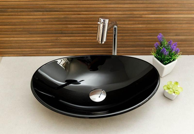 Imagem de Cuba de vidro para banheiro e lavabo oval canoa 47,5cm - cores brilhantes