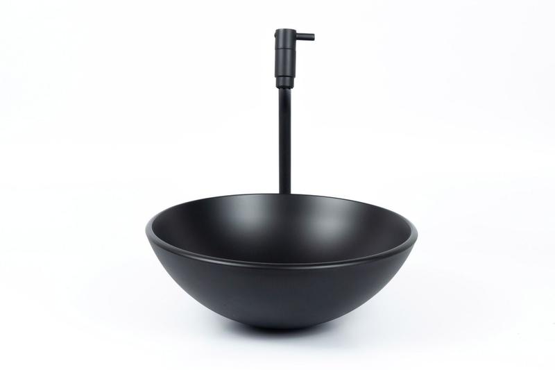 Imagem de Cuba de Vidro Para Banheiro Lavabo Preto Fosco Luxo Redonda 30 cm