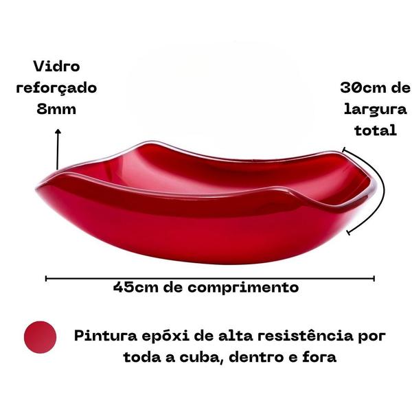 Imagem de Cuba de Vidro Temperado Abaulada 45cm + Válvula Click Inteligente Inox inclusa p/ Banheiros e Lavabos