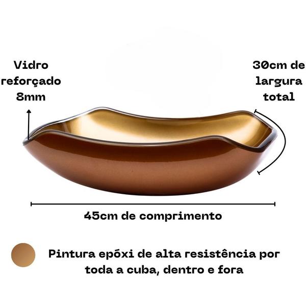 Imagem de Cuba de Vidro Temperado Abaulada 45cm + Válvula Click Inteligente Inox inclusa p/ Banheiros e Lavabos