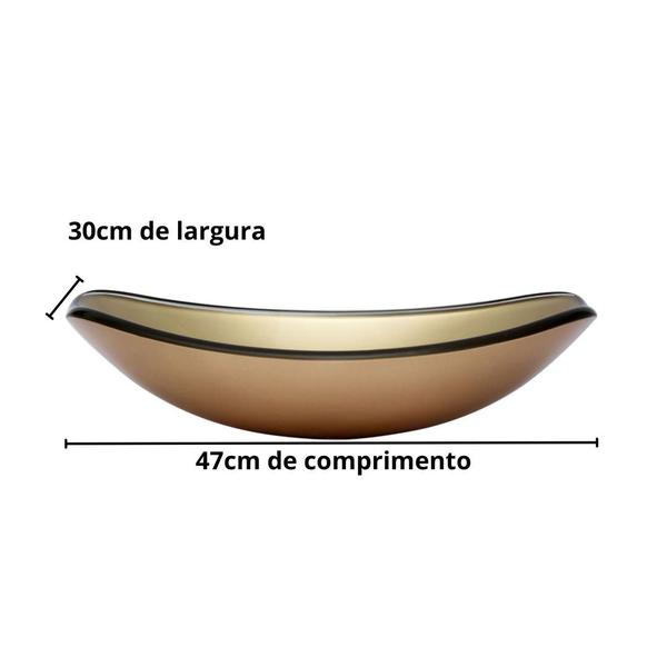 Imagem de Cuba de vidro temperado chanfrada 47cm + válvula inteligente click inox inclusa p/ banheiros e lavabos - acabamento brilhante