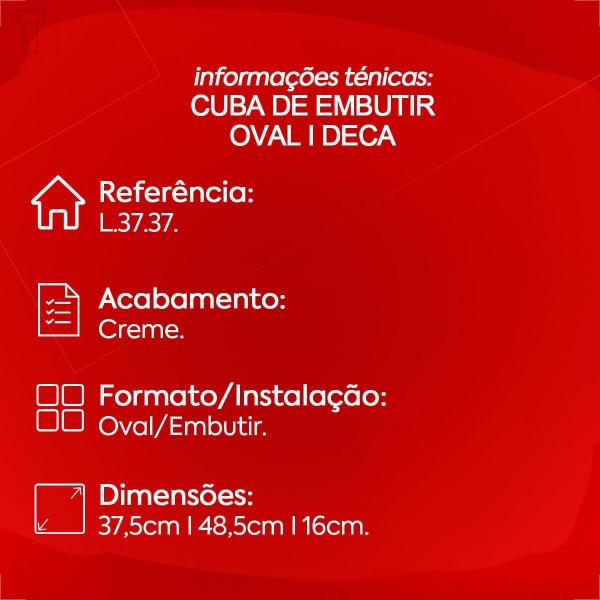 Imagem de Cuba deca embutir oval l.37.37 creme