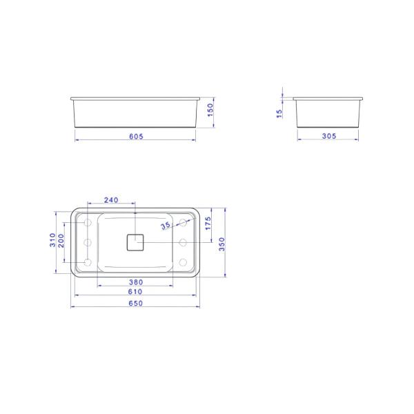 Imagem de Cuba Deca Embutir Retangular 60cm L-33060 - Deca - L.33060.mde.85