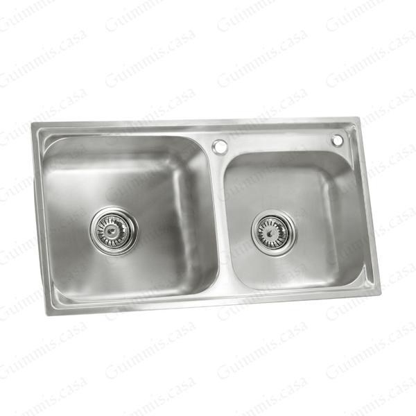 Imagem de Cuba Dupla 7742 Escov.Gourmet + Dispenser Sabão Inox Guimmis